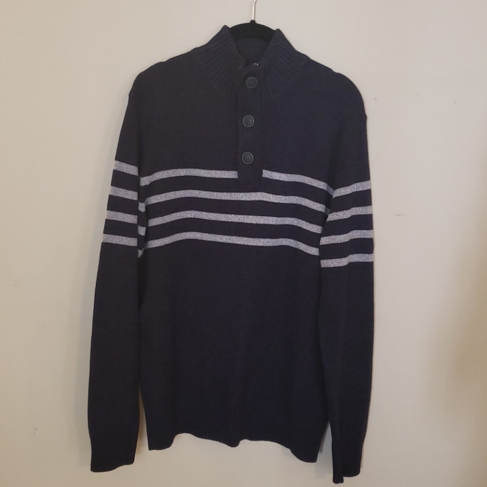 Navy and gray stripe sweater